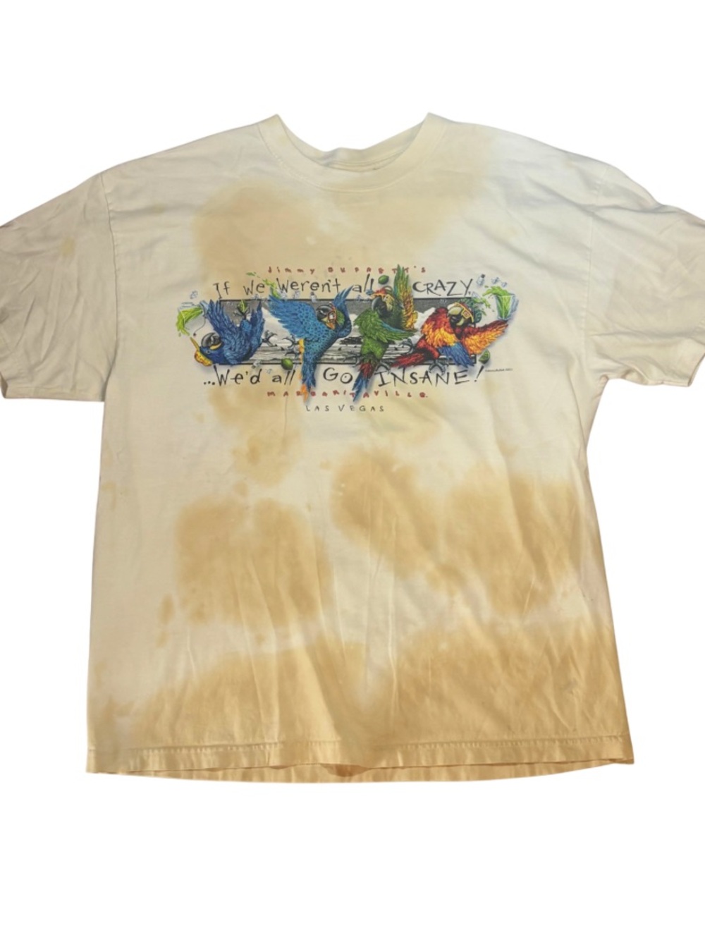Vintage 2003 Margaritaville Las Vegas T Shirt XL Jimmy Buffett Tea Stain Parrot